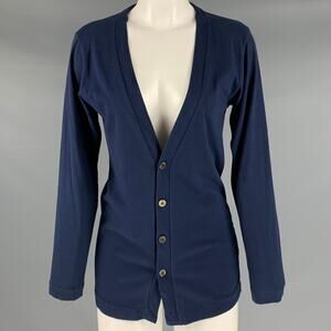 COMME des GARCONS Size S Navy Cotton Knit Buttoned Cardigan